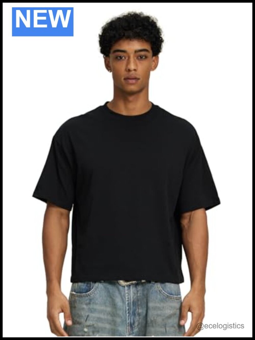 Cropped Oversized T-Shirt Cotton Boxy Fit Short Sleeve Crew Neck Tee